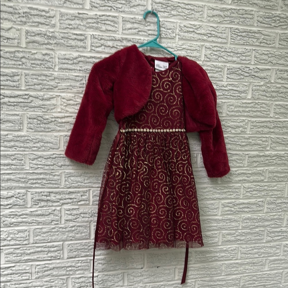 The Children's Place Burgundy Dress with Gold Accents